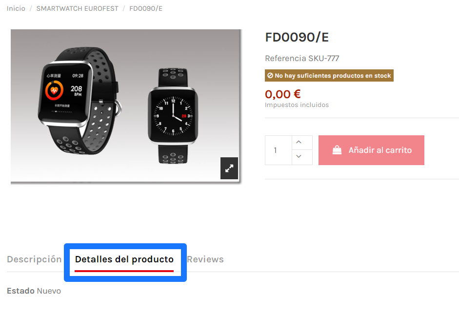 Como Ocultar Pestana Detalles del Producto en Prestashop 1.7
